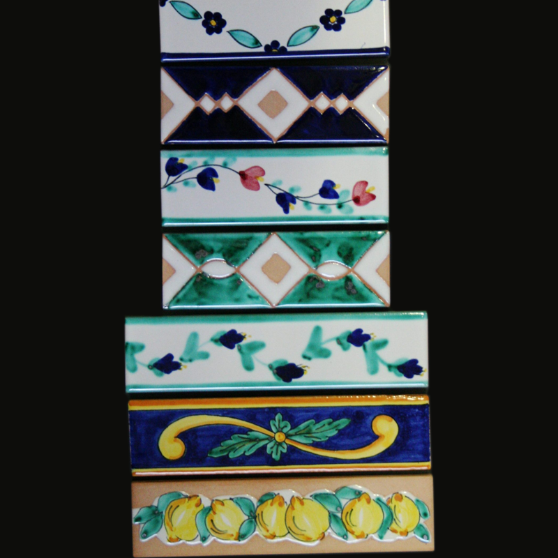 Listello in ceramica decorato a mano Vesuvio VR04